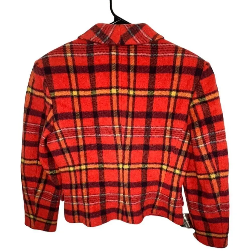 Vintage Sisley Beloved Elegance Italian Wool Plaid Fall Blazer